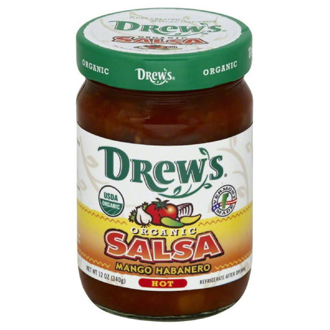 Drews Hot Mango Habanero Organic Salsa, 12 Oz (Pack of 12)