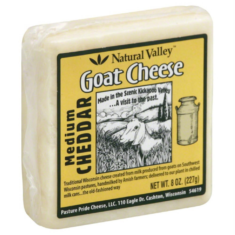 Natural Valley Medium Cheddar Goat Cheese, 8 Oz (Pack of 12)