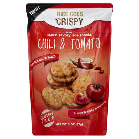 Rice Goes Crispy Mini Chili & Tomato Baked Savory Rice Snacks, 2 Oz (Pack of 6)