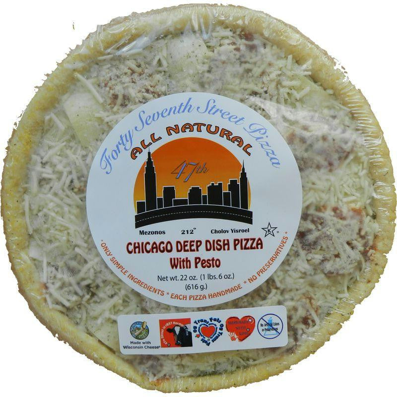 47th Street Pizza Chicago Deep Dish with Pesto Pizza White Crust, 22 oz, (Pack of 6)