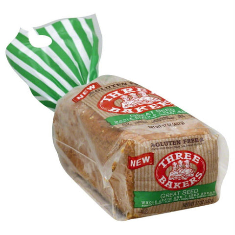 Three Bakers Great Seed Whole Grain and 7 Seed Bread, 17 Oz (Pack of 6)