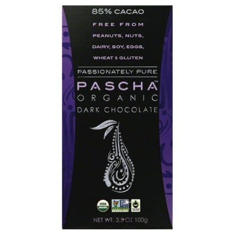 Pascha 85% Cacao Organic Dark Chocolate, 3.5 Oz (Pack of 10)