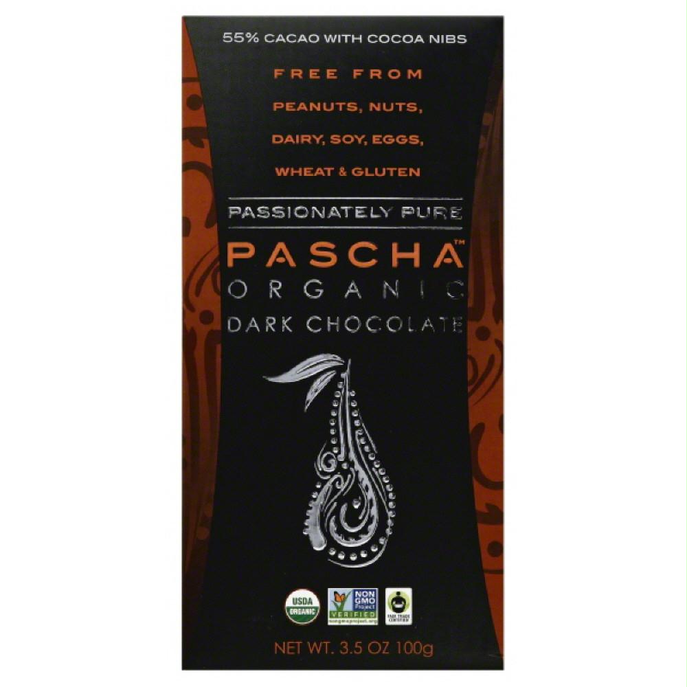 Pascha 55% Cacao with Cocoa Nibs Organic Dark Chocolate, 3.5 Oz (Pack of 10)