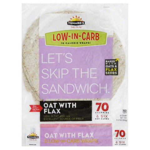 Tumaros Oat with Flax Wraps, 8 Pc (Pack of 6)