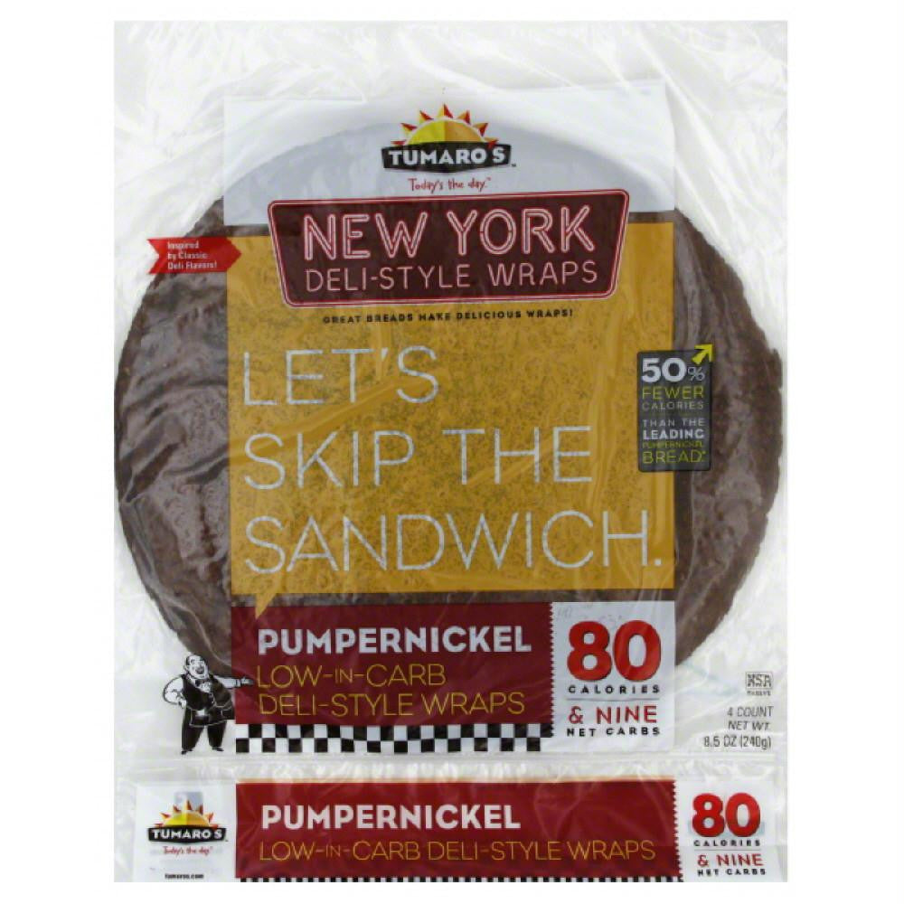 Tumaros Pumpernickel New York Deli-Style Wraps, 4 Pc (Pack of 6)