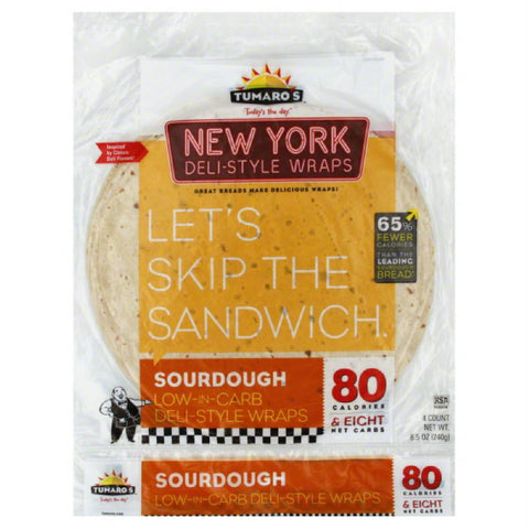 Tumaros Sourdough New York Deli-Style Wraps, 4 Pc (Pack of 6)