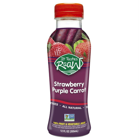 Raaw Strawberry Purple Carrot 100% Pure Fruit & Vegetable Juice, 12 Fo (Pack of 6)