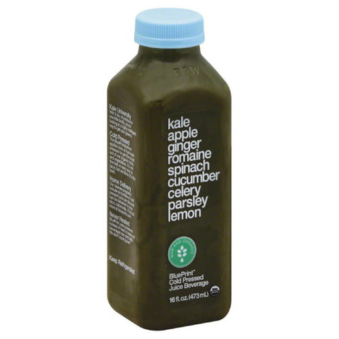 BluePrint Kale Apple Ginger Romaine Spinach Cucumber Celery Parsley Lemon Cold Pressed Juice Beverage, 16 Oz (Pack of 6)