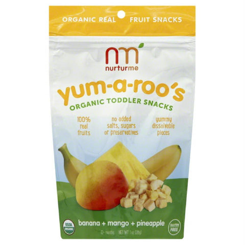 NurturMe 12+ Months Organic Banana + Mango + Pineapple Toddler Snacks, 1 Oz (Pack of 6)