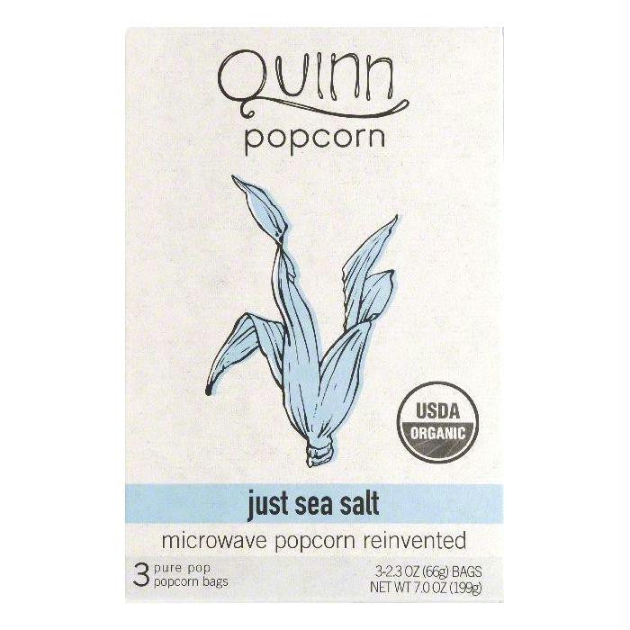 Quinn Just Sea Salt Organic Microwave Popcorn, 3 ea (Pack of 6)