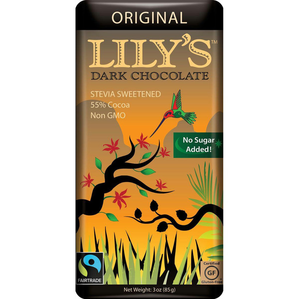 Lily's Sweets Original Dark Chocolate Bar, 3 Oz (Pack of 12)