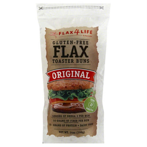 Flax4Life Original Gluten-Free Flax Toaster Buns, 14 Oz (Pack of 6)