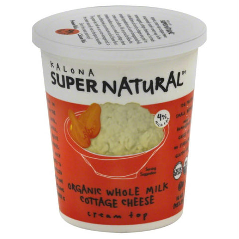 Kalona Supernatural Organic Whole Milk 4% Milk Fat Cottage Cheese, 16 Oz (Pack of 6)