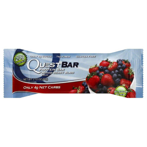 Quest Bar Mixed Berry Bliss Flavor Protein Bar, 2.12 Oz (Pack of 12)