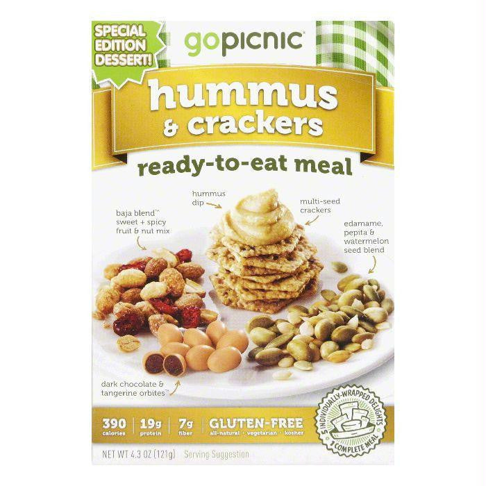 GoPicnic All Natural Gluten Free Hummus & Crackers Ready to Eat Meal, 4.4 OZ (Pack of 6)