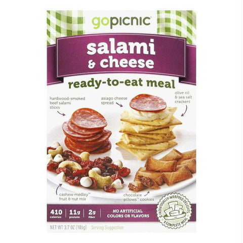 GoPicnic All Natural Salami & Crackers Ready to Eat Meal, 3.5 OZ (Pack of 6)