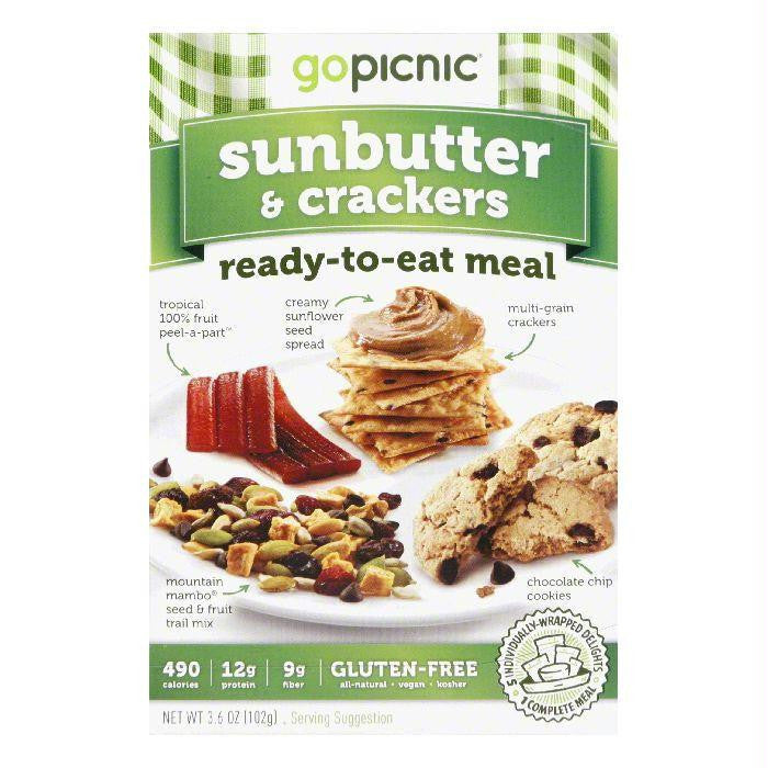 GoPicnic All Natural Gluten Free Sunbutter & Crackers Readu to Eat Meal, 3.5 OZ (Pack of 6)