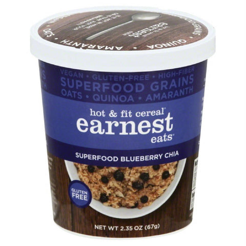 Earnest Eats Superfood Blueberry Chia Hot & Fit Cereal, 2.35 Oz (Pack of 12)