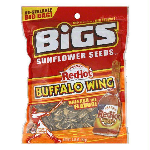 Bigs Red Hot Buffalo Wing Sunflower Seeds, 5.35 OZ (Pack of 8)