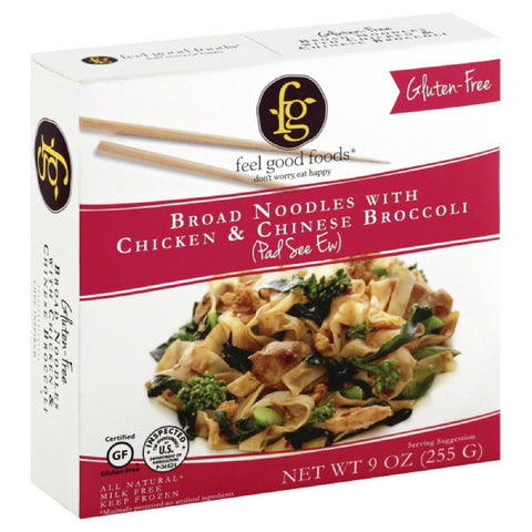 Feel Good Foods Broad Noodles With Chicken & Chinese Broccoli, 9 Oz (Pack of 8)